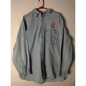 Competitors View Tony Stewart #20 Button Up Denim Shirt Men's Large Pocket Tee